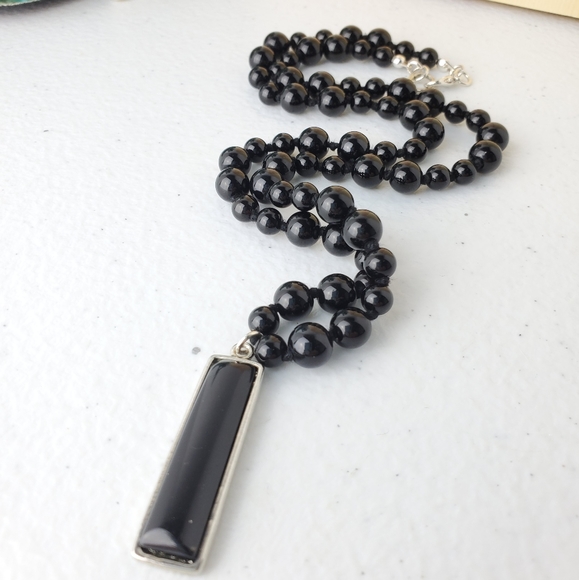 Magen's Fairytale Creations Jewelry - Black Jasper & Onxy Pendant Necklace